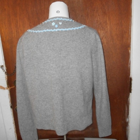 Paraphrase Grey Lambswool Blend Beaded Cardigan XL - Picture 3 of 7